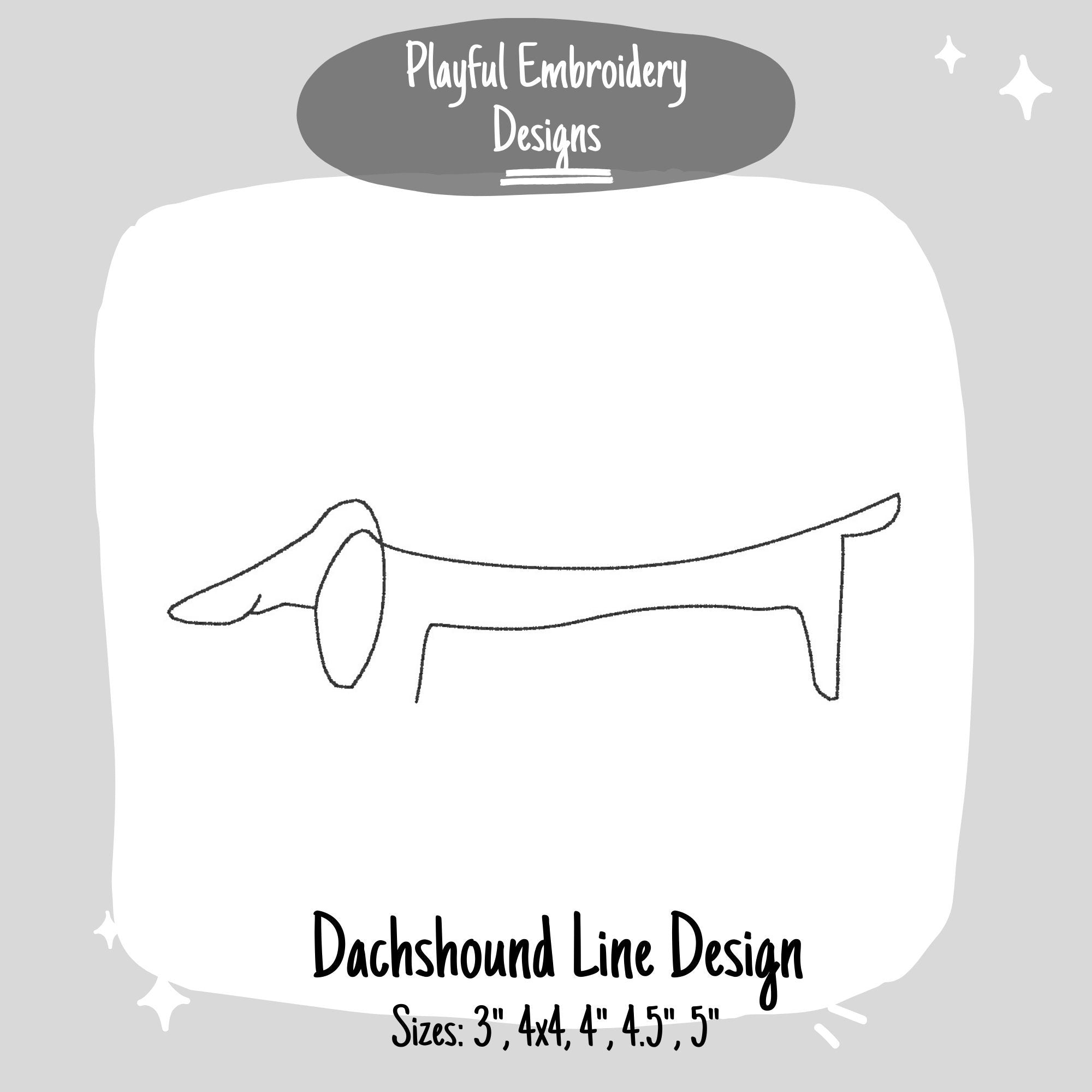One line dachshund line machine embroidery design, Dachshund Embroidery Design, Quick stitch Dog Embroidery Design