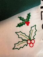 Tiny Holly Machine Embroidery Design, Mini Holly Embroidery Design, Tiny Christmas Designs for small embroidery, Bean Stitch Holly Design