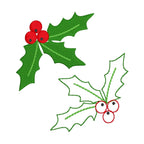 Holly Machine Embroidery Design, Mini Holly Embroidery Design, Christmas Designs for small embroidery, Bean Stitch Holly Design, Fill Stitch