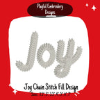 Joy Machine Embroidery Design, Joy Chain Stitch Fill Machine Embroidery Design, Chain Stitch Design