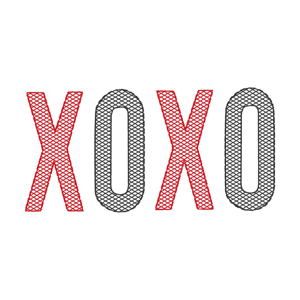 XOXO Machine Embroidery Design, Graphic XOXO sketch fill machine embroidery design