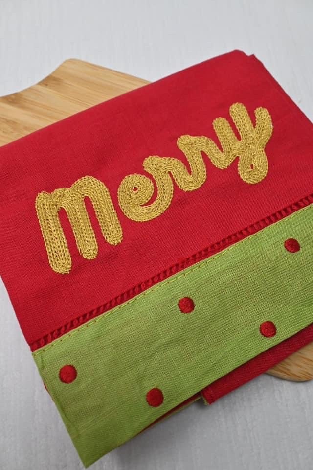 Merry Machine Embroidery Design, Merry Chain Stitch Fill Machine Embroidery Design, 4 sizes: 5", 6", 7", 8", Chain Stitch Design