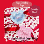 In The Hoop Scalloped Heart Banner Machine Embroidery Design, ITH Scalloped Heart Banner Design, ITH Valentine Banner