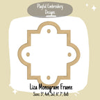 Quatrefoil Satin Stitch Monogram Frame, The Liza Monogram Frame, French Monogram Machine Embroidery, Satin Stitch Monogram Frame