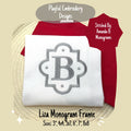 Quatrefoil Satin Stitch Monogram Frame, The Liza Monogram Frame, French Monogram Machine Embroidery, Satin Stitch Monogram Frame