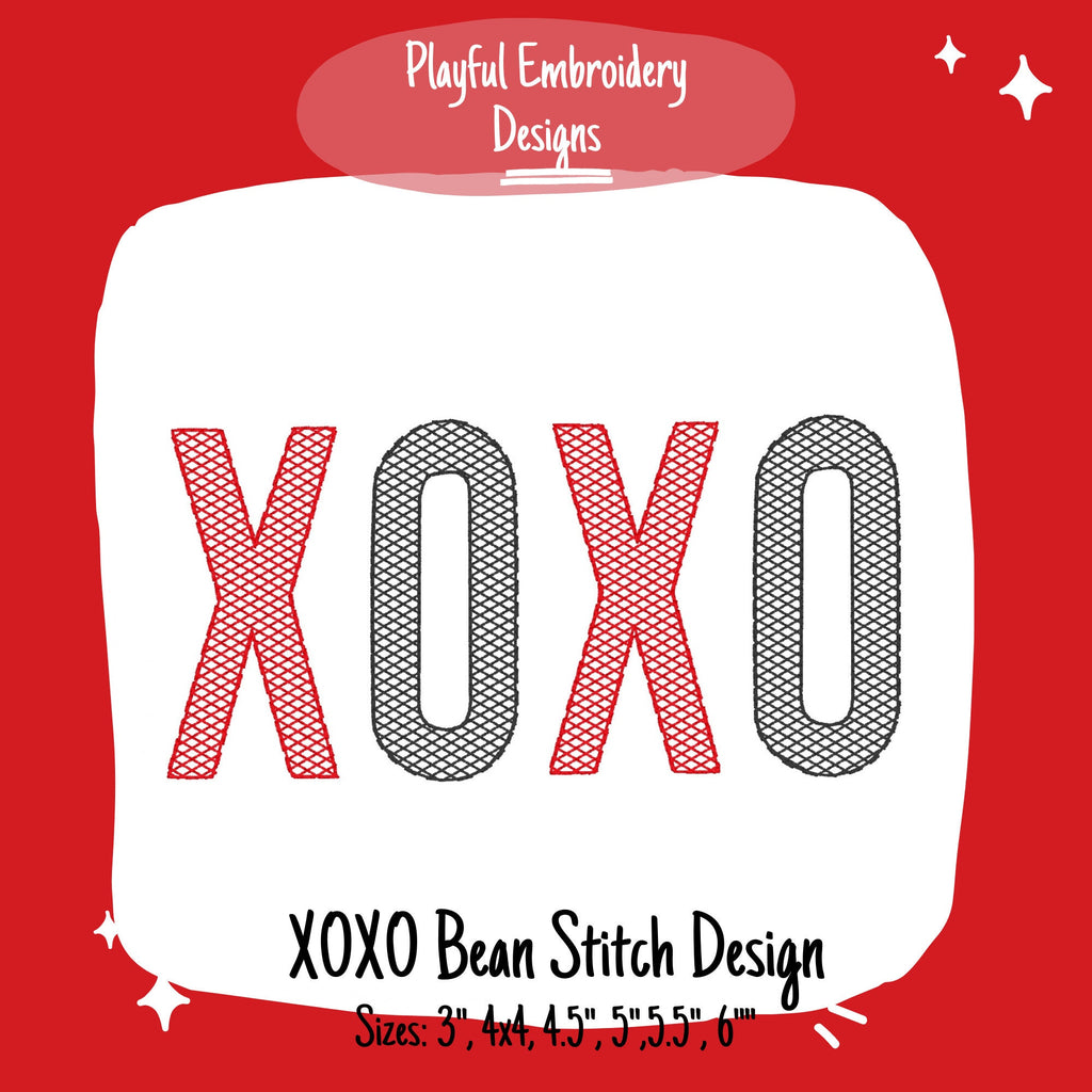 XOXO Machine Embroidery Design, Graphic XOXO sketch fill machine embroidery design