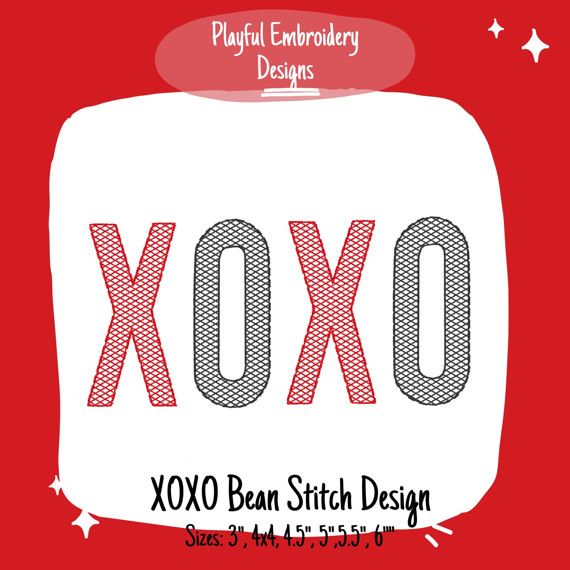 XOXO Machine Embroidery Design, Graphic XOXO sketch fill machine embroidery design