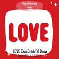 Love Machine Embroidery Design, Love Chain Stitch Fill Machine Embroidery Design, 7 sizes 3"-6", Chain Stitch Design
