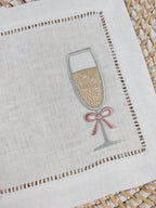 Champagne Glass with Bow Machine Embroidery Design, Cocktail Embroidery Design, Seasonal Champagne Glass Design