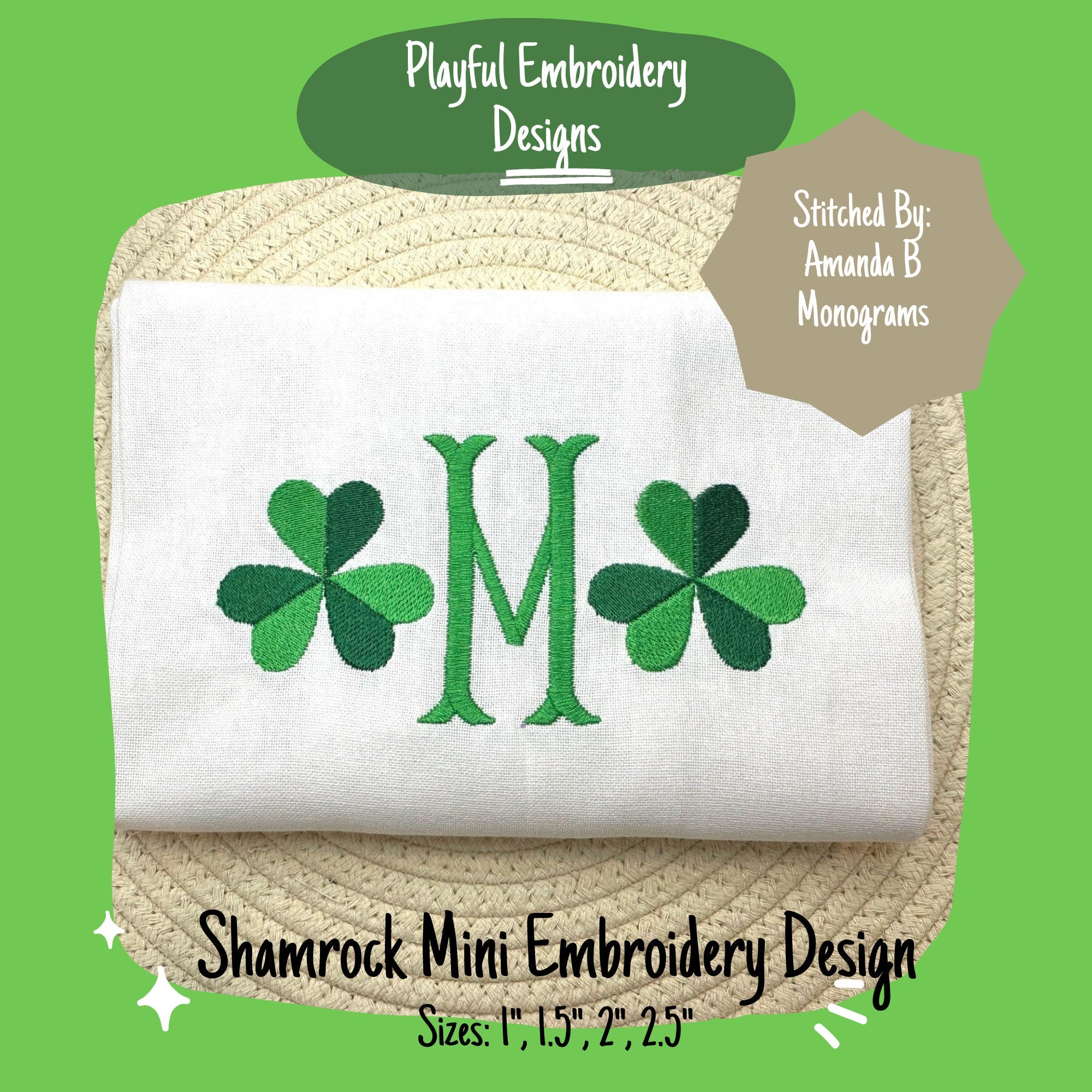 Two Color Shamrock Mini Embroidery Design, Shamrock Machine Embroidery Design, St. Patrick's Day Embroidery Design, Digital Download