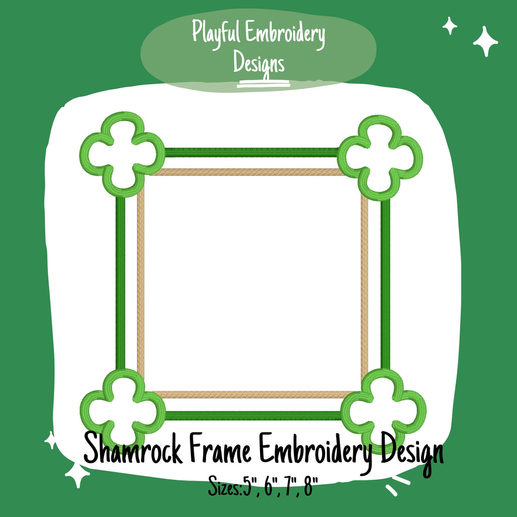 Shamrock Monogram Frame Machine Embroidery Design, St. Patrick's Day Frame, Irish Monogram Frame Design