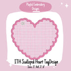 In The Hoop Scalloped Heart Tag Machine Embroidery Design, Heart ITH Bag Tag Design, Satin Stitch Heart Tag, Valentine's ITH Design