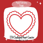 In The Hoop Scalloped Heart Coaster Machine Embroidery Design, ITH Scalloped Heart Napkin Design, ITH Valentine Napkin
