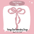 Vintage Inspired Bow Machine Embroidery Design, Satin Stitch Bow Embroidery Design, Side Bow Embroidery Design