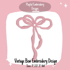 Vintage Inspired Bow Machine Embroidery Design, Satin Stitch Bow Embroidery Design, Side Bow Embroidery Design