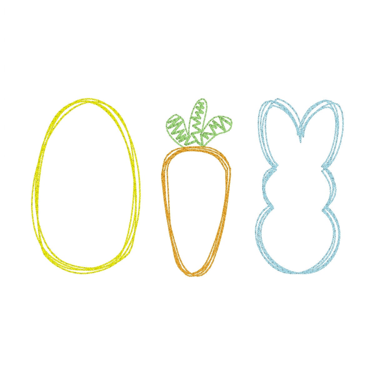 Easter Egg Carrot Bunny Scribble Machine Embroidery Design, Easter Scribble Design, Quick Stitch Easter Design