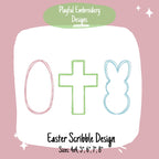 Easter Egg Cross Bunny Scribble Machine Embroidery Design, Easter Scribble Design, Quick Stitch Easter Design