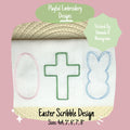 Easter Egg Cross Bunny Scribble Machine Embroidery Design, Easter Scribble Design, Quick Stitch Easter Design