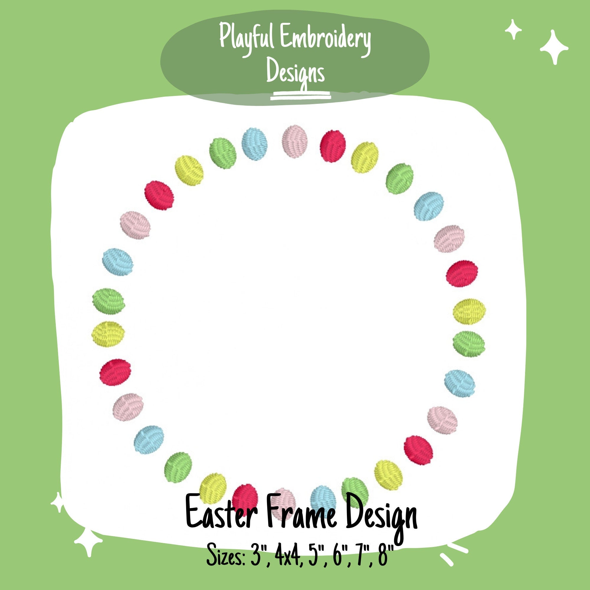 Easter Egg Monogram Frame Machine Embroidery Design, 4x4, 5x7, 6x10, 8x8, Easter Monogram Frame Design