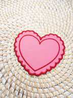 In The Hoop Scalloped Heart Coaster Machine Embroidery Design, ITH Scalloped Heart Napkin Design, ITH Valentine Napkin