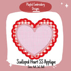 Scalloped Heart Satin Stitch Applique Design, Valentine's Applique Machine Embroidery Design