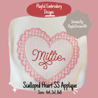 Scalloped Heart Satin Stitch Applique Design, Valentine's Applique Machine Embroidery Design