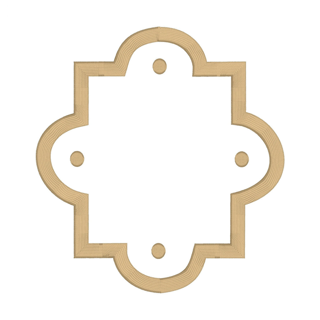 Quatrefoil Satin Stitch Monogram Frame, The Liza Monogram Frame, French Monogram Machine Embroidery, Satin Stitch Monogram Frame