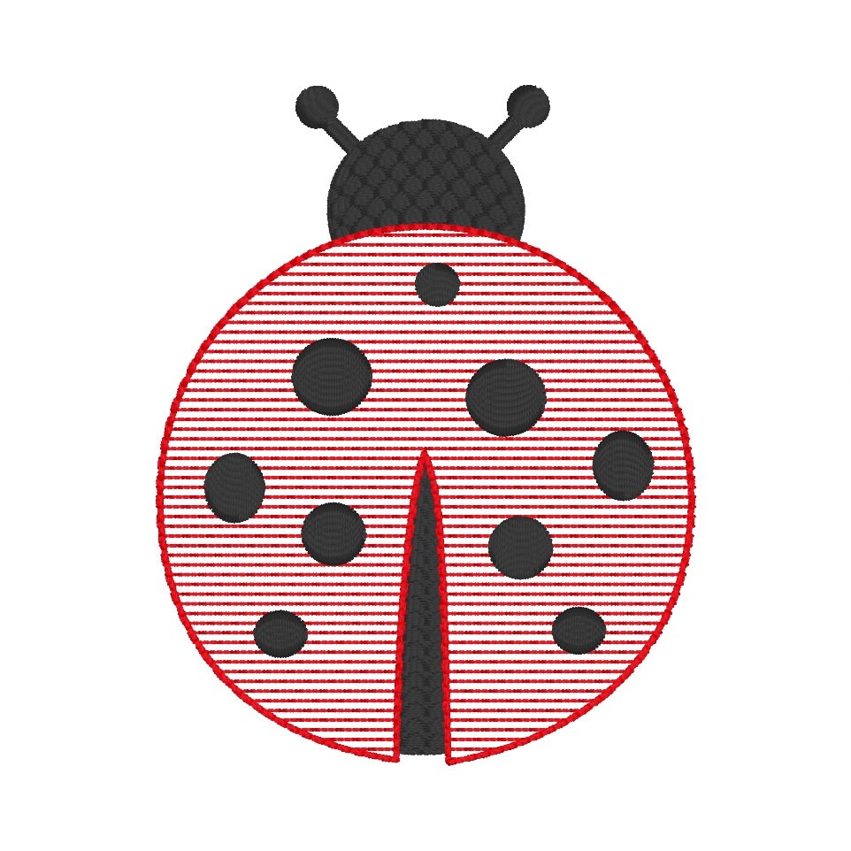 Ladybug Sketch Machine Embroidery Design, Sketch Ladybug Embroidery Design, Spring Bug Embroidery Design, Lady Bug Design