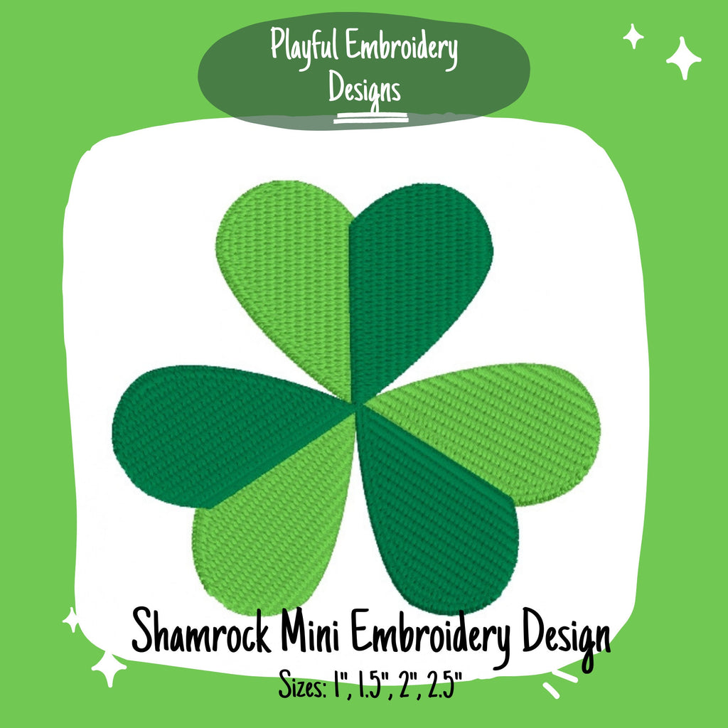 Two Color Shamrock Mini Embroidery Design, Shamrock Machine Embroidery Design, St. Patrick's Day Embroidery Design, Digital Download