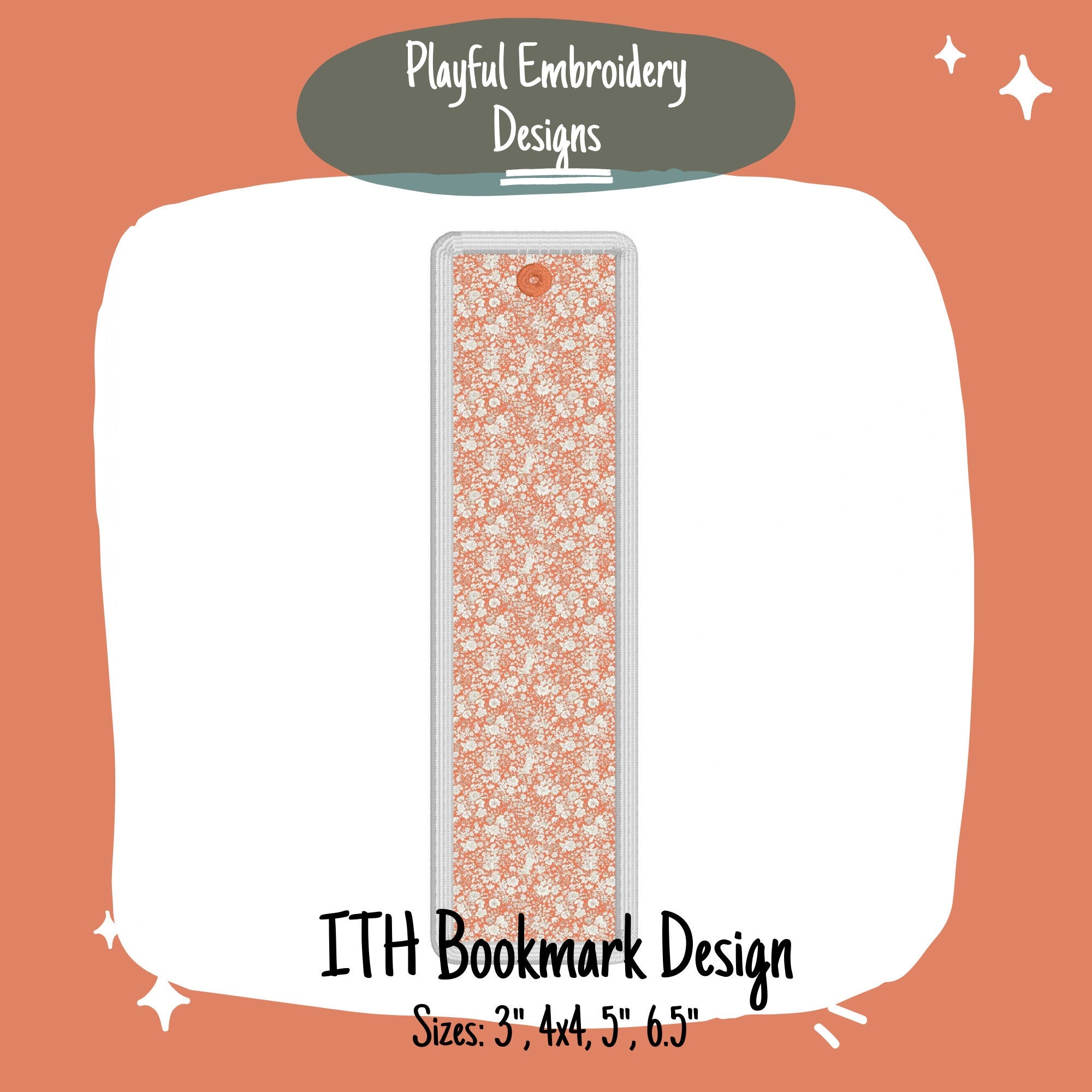 In The Hoop Bookmark Machine Embroidery Design, Simple ITH Bookmark, Rectangle Bookmark, 4x4, 5x7 hoop