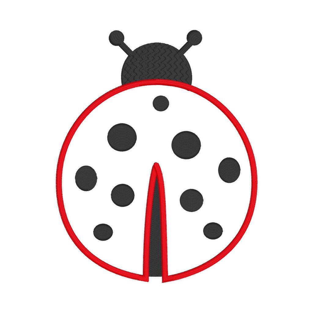 Ladybug Applique Machine Embroidery Design, Satin Stitch Applique Ladybug Embroidery Design