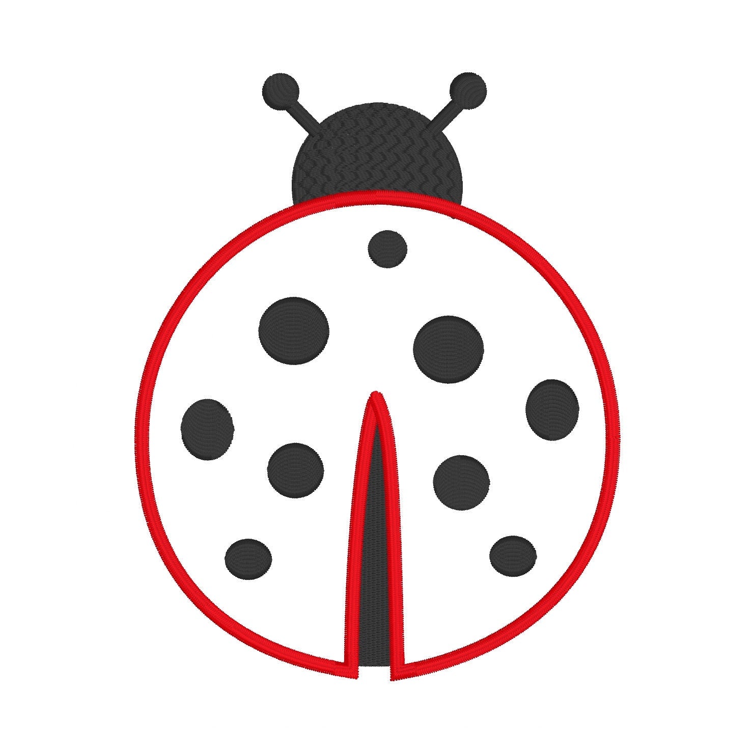 Ladybug Applique Machine Embroidery Design, Satin Stitch Applique Ladybug Embroidery Design