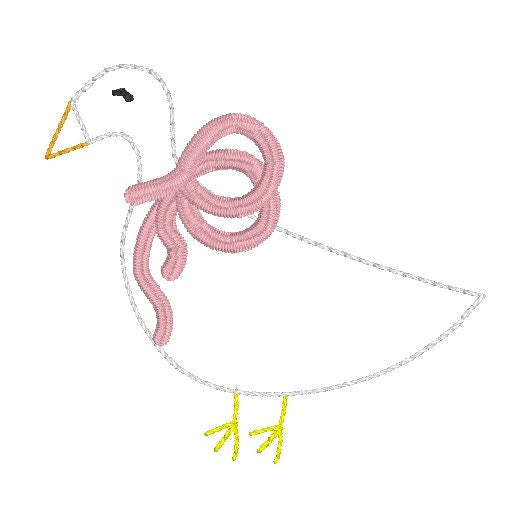 Goose Bean Stitch Machine Embroidery Design, Vintage Baby Embroidery Design, Vintage Goose Design, Girly Goose Design