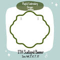 In The Hoop Scalloped Oval Banner Machine Embroidery Design, ITH Scalloped Oval Banner Design, ITH Birthday Banner, Make your own Banner
