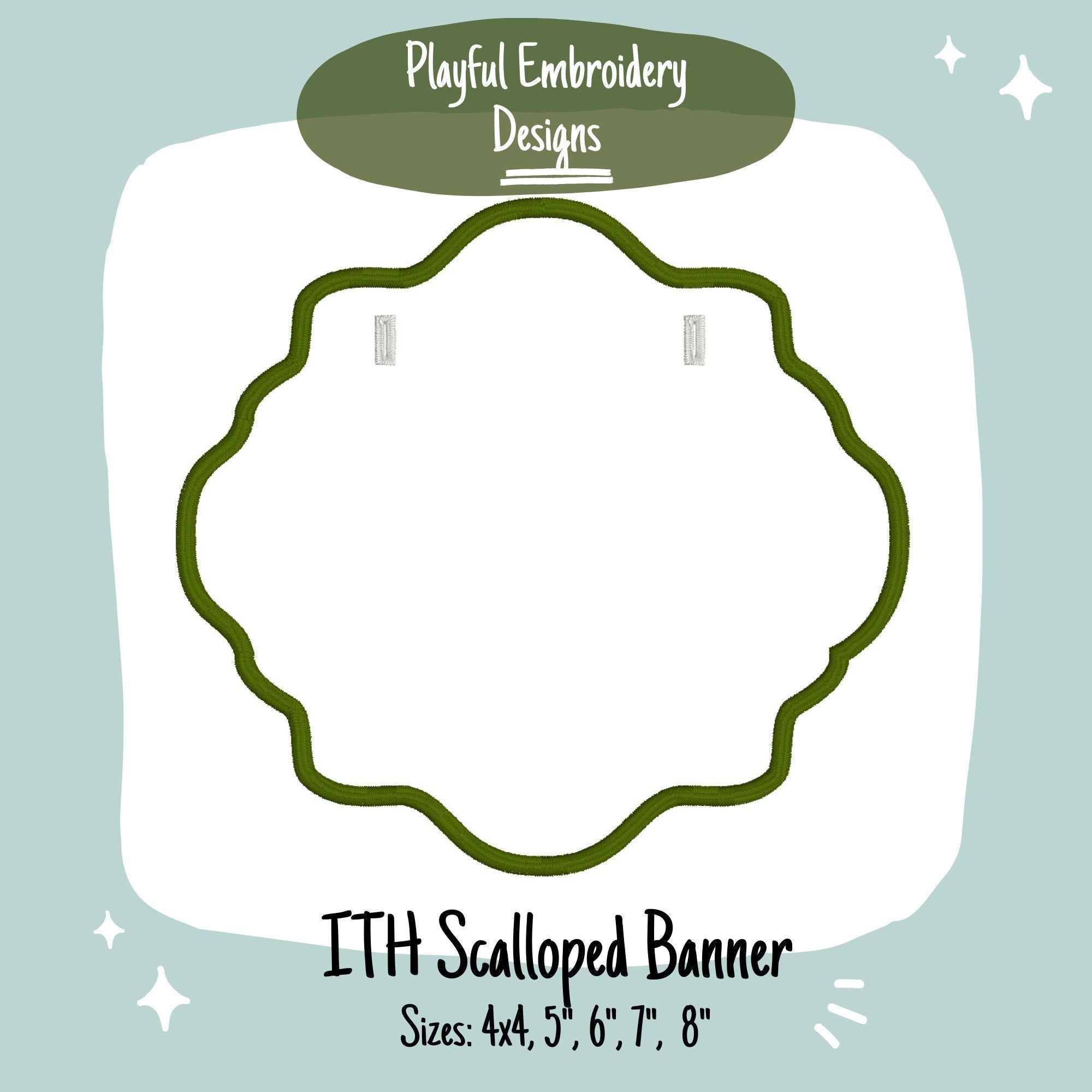 In The Hoop Scalloped Oval Banner Machine Embroidery Design, ITH Scalloped Oval Banner Design, ITH Birthday Banner, Make your own Banner