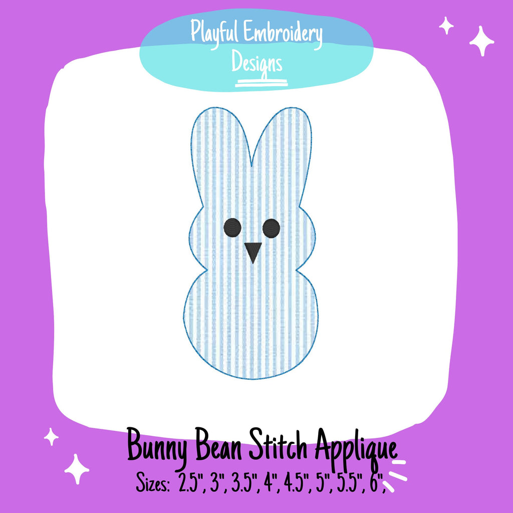 Bean Stitch Applique Easter Bunny Machine Embroidery Design, Peep Applique Design, Single Bunny Applique Design, Easter Applique