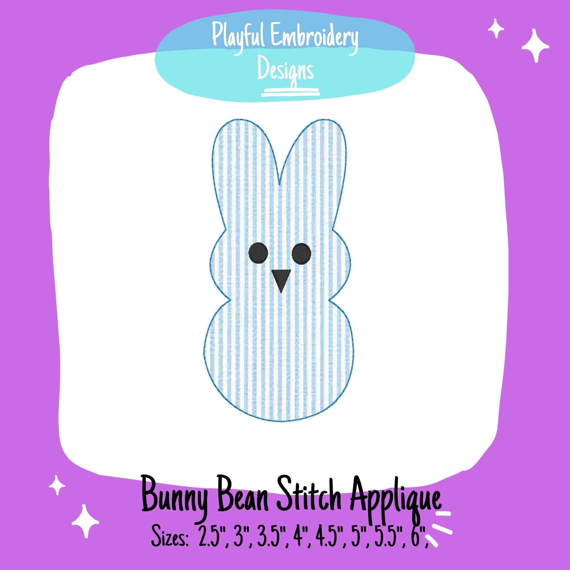 Bean Stitch Applique Easter Bunny Machine Embroidery Design, Peep Applique Design, Single Bunny Applique Design, Easter Applique