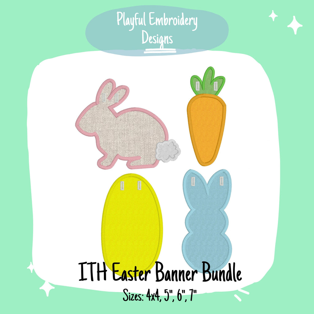 In The Hoop Easter Banner Machine Embroidery Design, ITH Spring Banner Design, ITH Easter Banner, ITH Easter Bundle