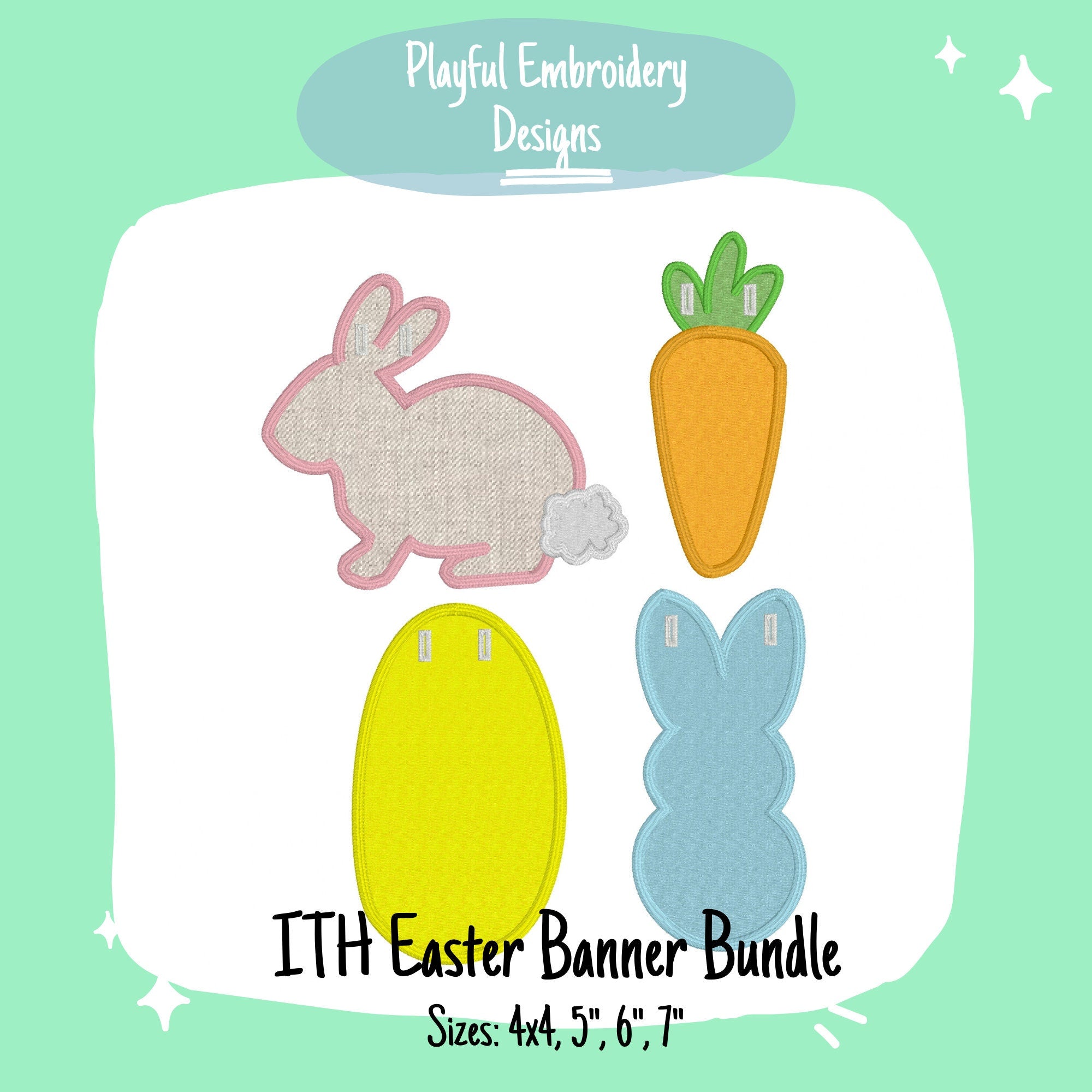 In The Hoop Easter Banner Machine Embroidery Design, ITH Spring Banner Design, ITH Easter Banner, ITH Easter Bundle