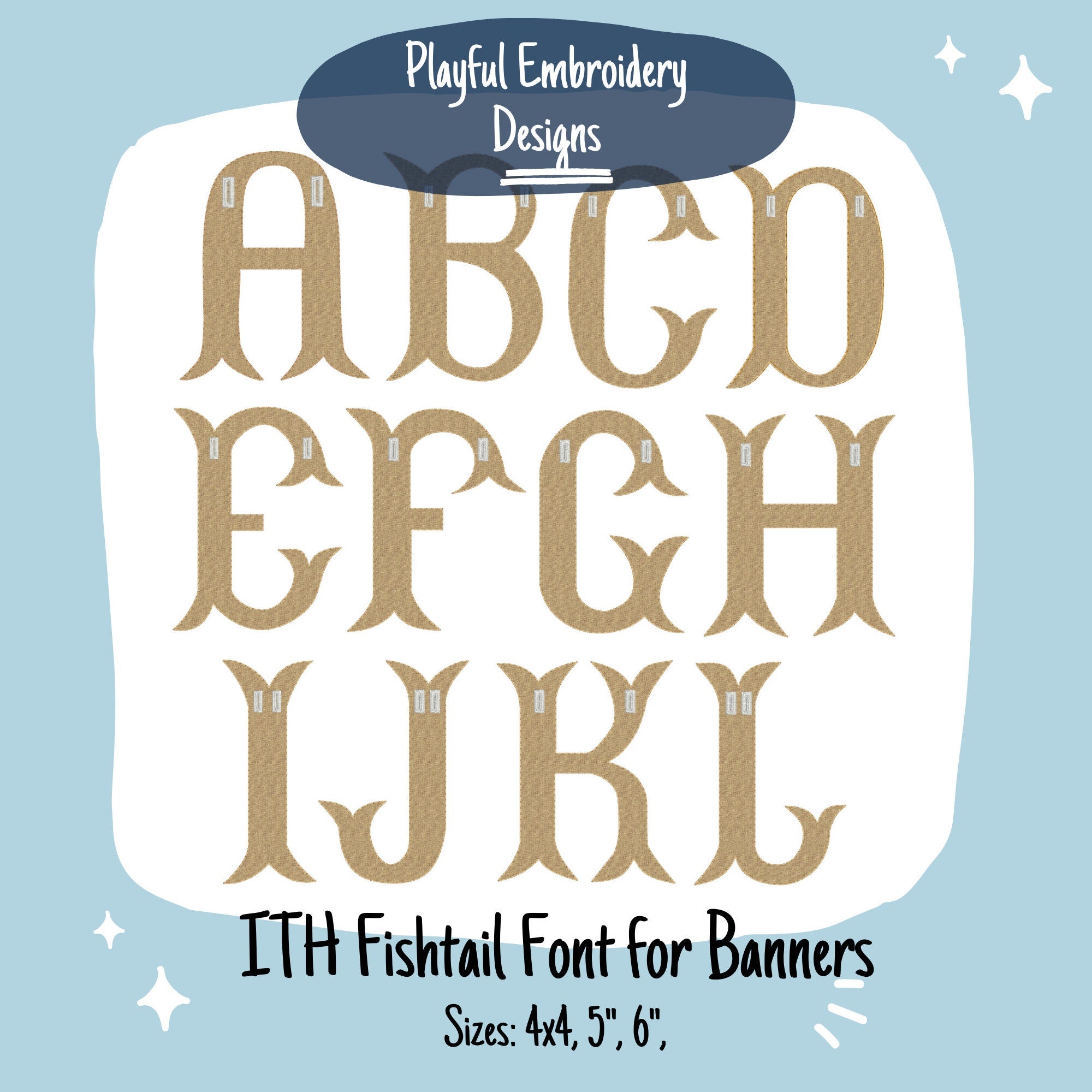 In The Hoop Fishtail Font for Machine Embroidery Design, ITH Banner Font, ITH Fishtail Font for Banners