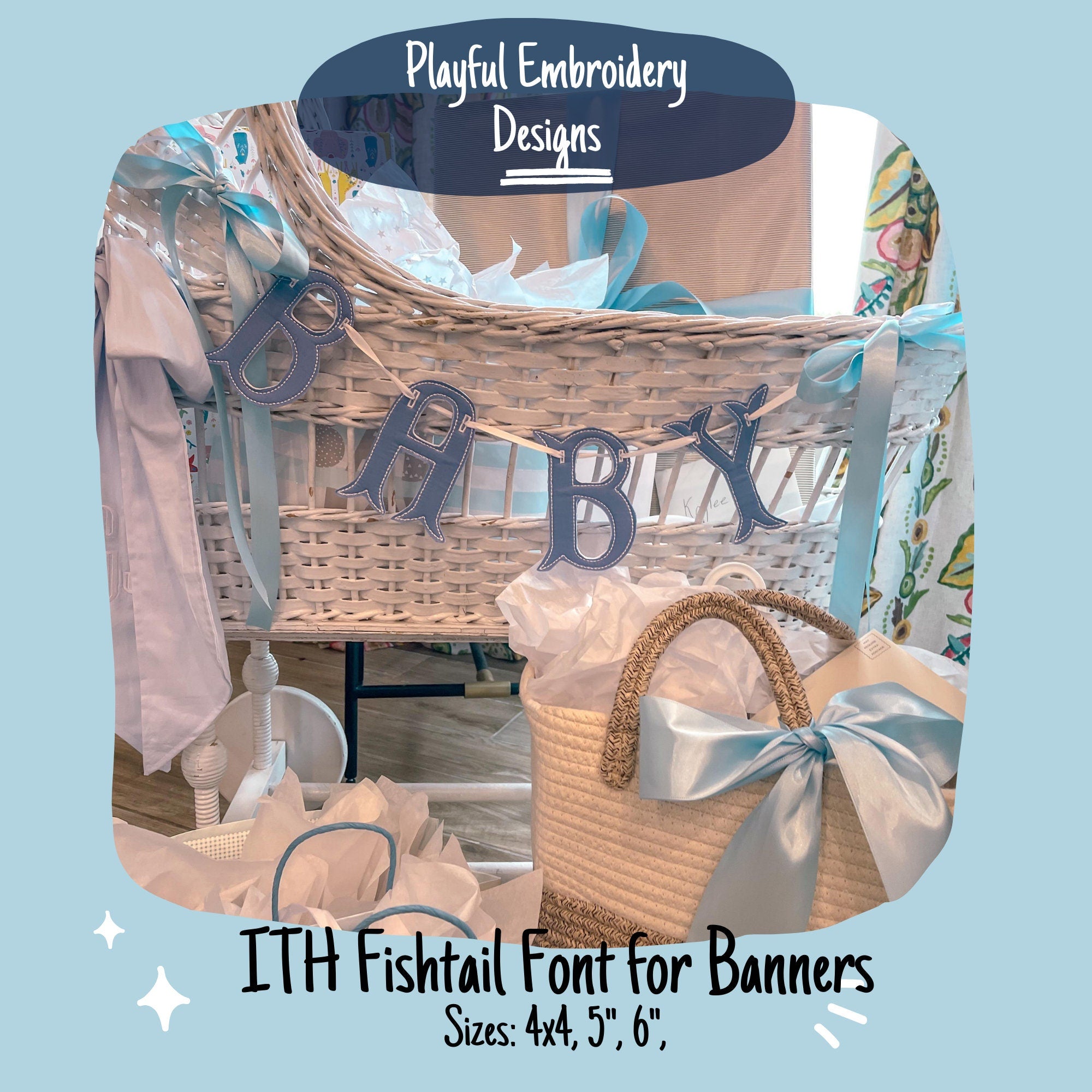 In The Hoop Fishtail Font for Machine Embroidery Design, ITH Banner Font, ITH Fishtail Font for Banners
