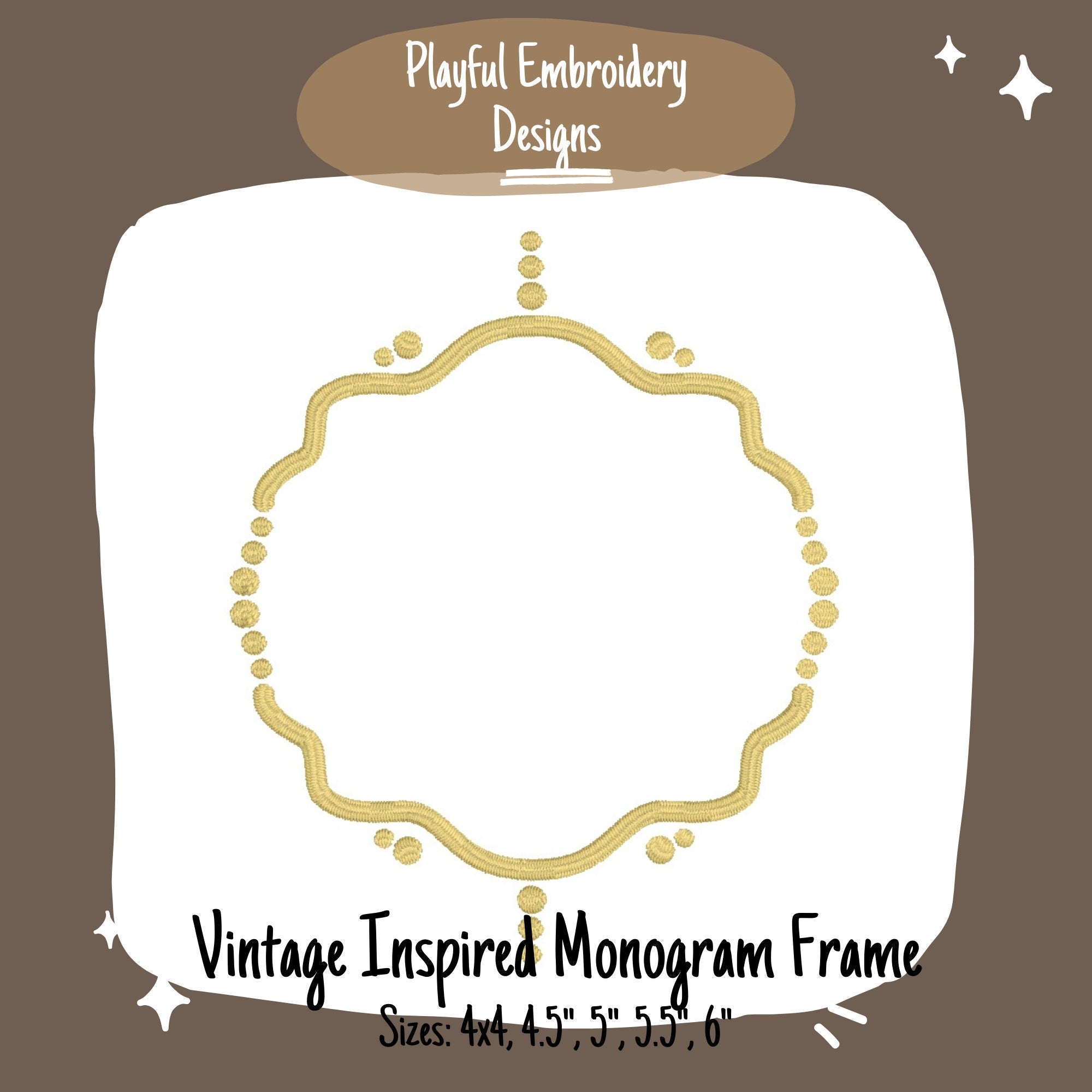 Satin Stitch Fancy Monogram Frame for Machine Embroidery, Wide monogram Frame, Vintage Inspired Monogram Frame Design