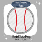 Baseball Sketch Embroidery Design, Quick Stitch Baseball Embroidery Design, Sketch Baseball Design, Sports Embroidery