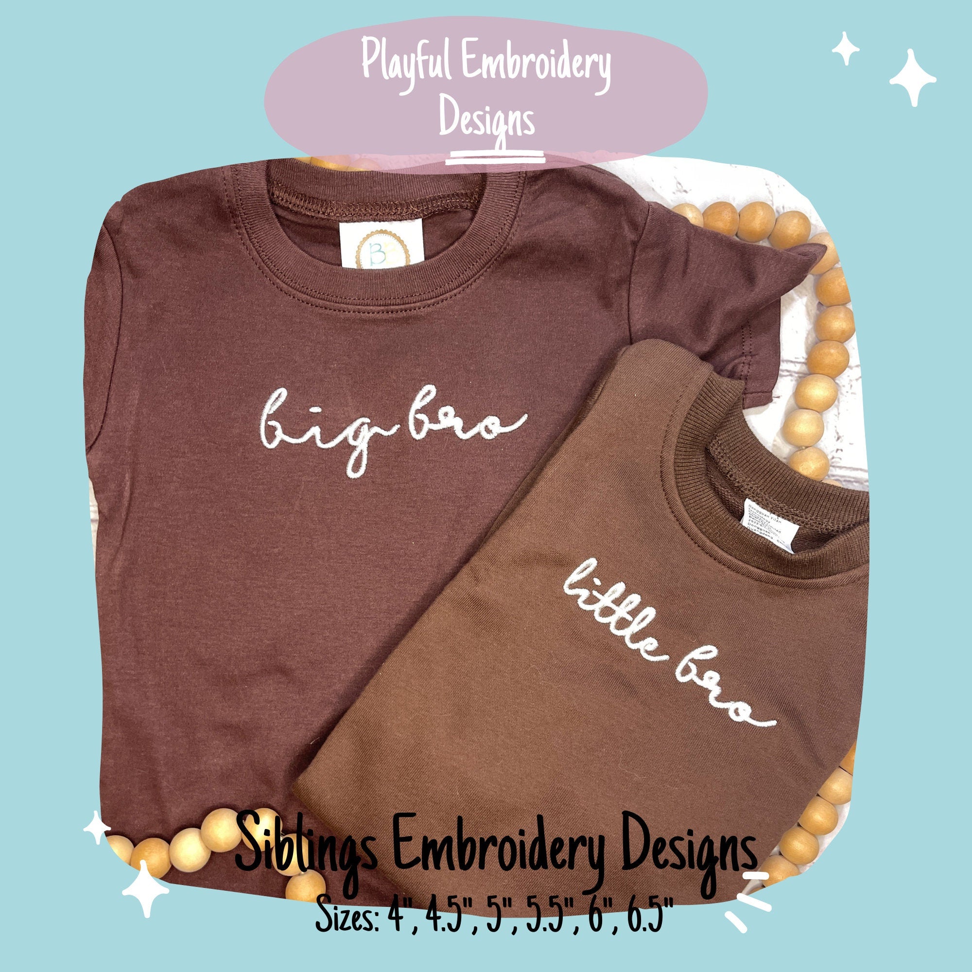 Sibling Bundle Machine Embroidery Design, Satin Stitch Design, Embroidery Design, Big Brother Embroidery Design, Big Sister Design