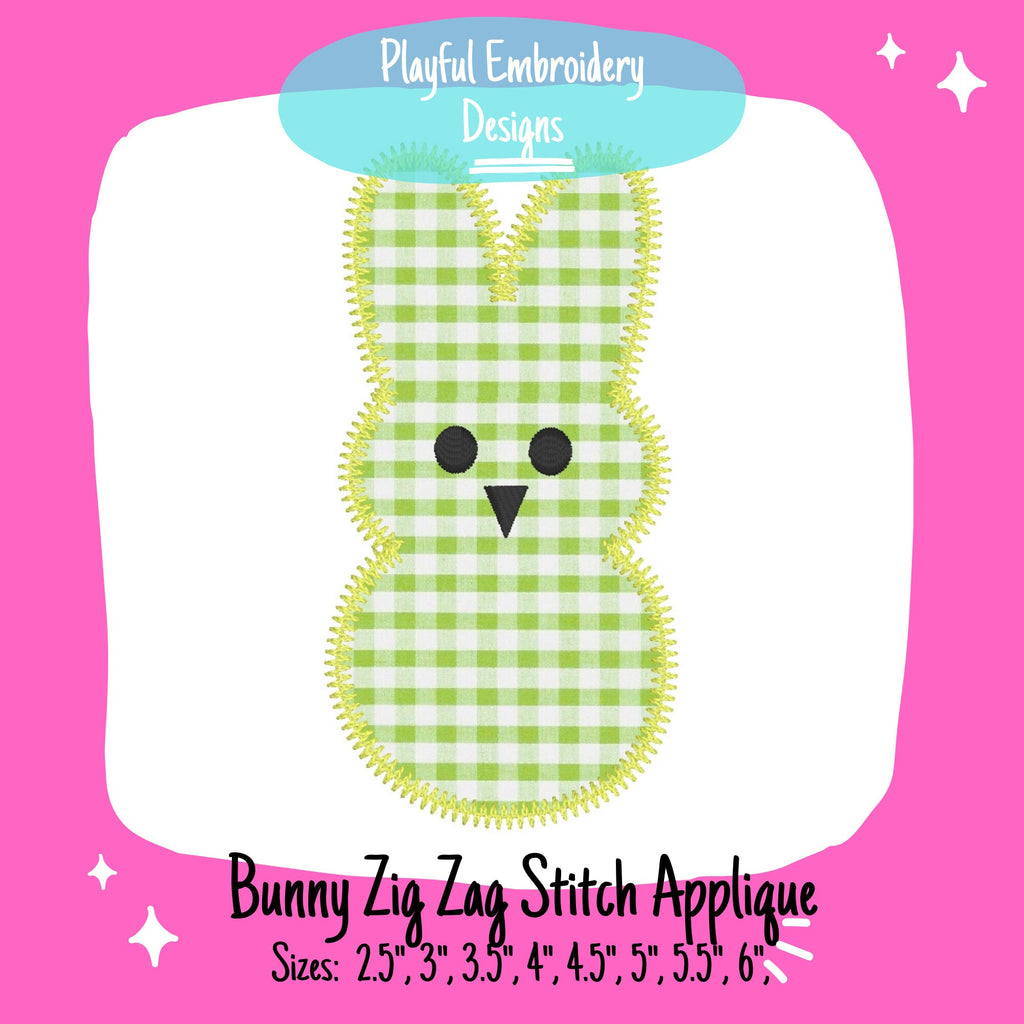 Zig Zag Stitch Applique Easter Bunny Machine Embroidery Design, Peep Applique Design, Single Bunny Applique Design, Easter Applique