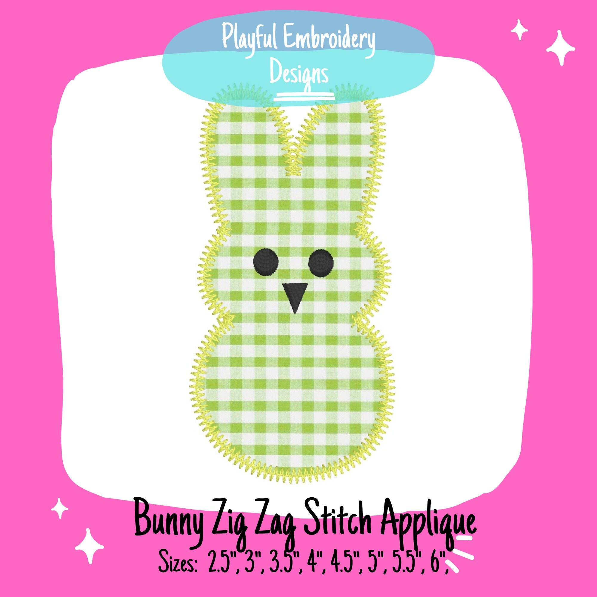 Zig Zag Stitch Applique Easter Bunny Machine Embroidery Design, Peep Applique Design, Single Bunny Applique Design, Easter Applique