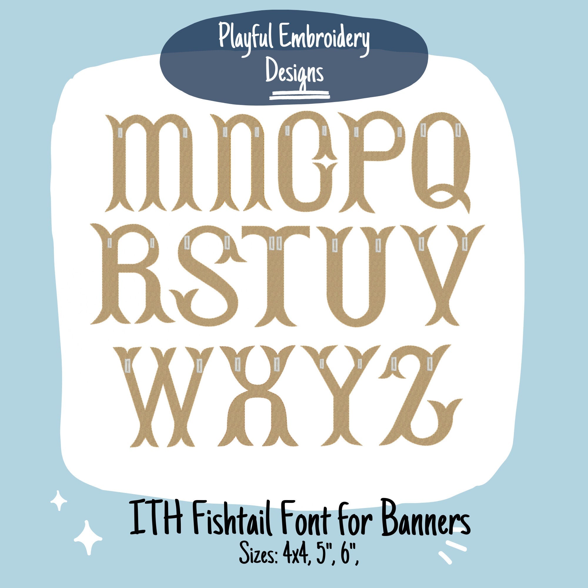 In The Hoop Fishtail Font for Machine Embroidery Design, ITH Banner Font, ITH Fishtail Font for Banners