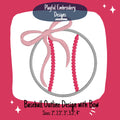 Baseball with Bow Embroidery Design, Quick Stitch Baseball Embroidery Design, Satin Stitch Baseball Design