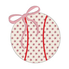 Girly Baseball Bean Stitch Applique Design, Quick Stitch Baseball Embroidery Design, Bean Stitch Baseball Design with Bow