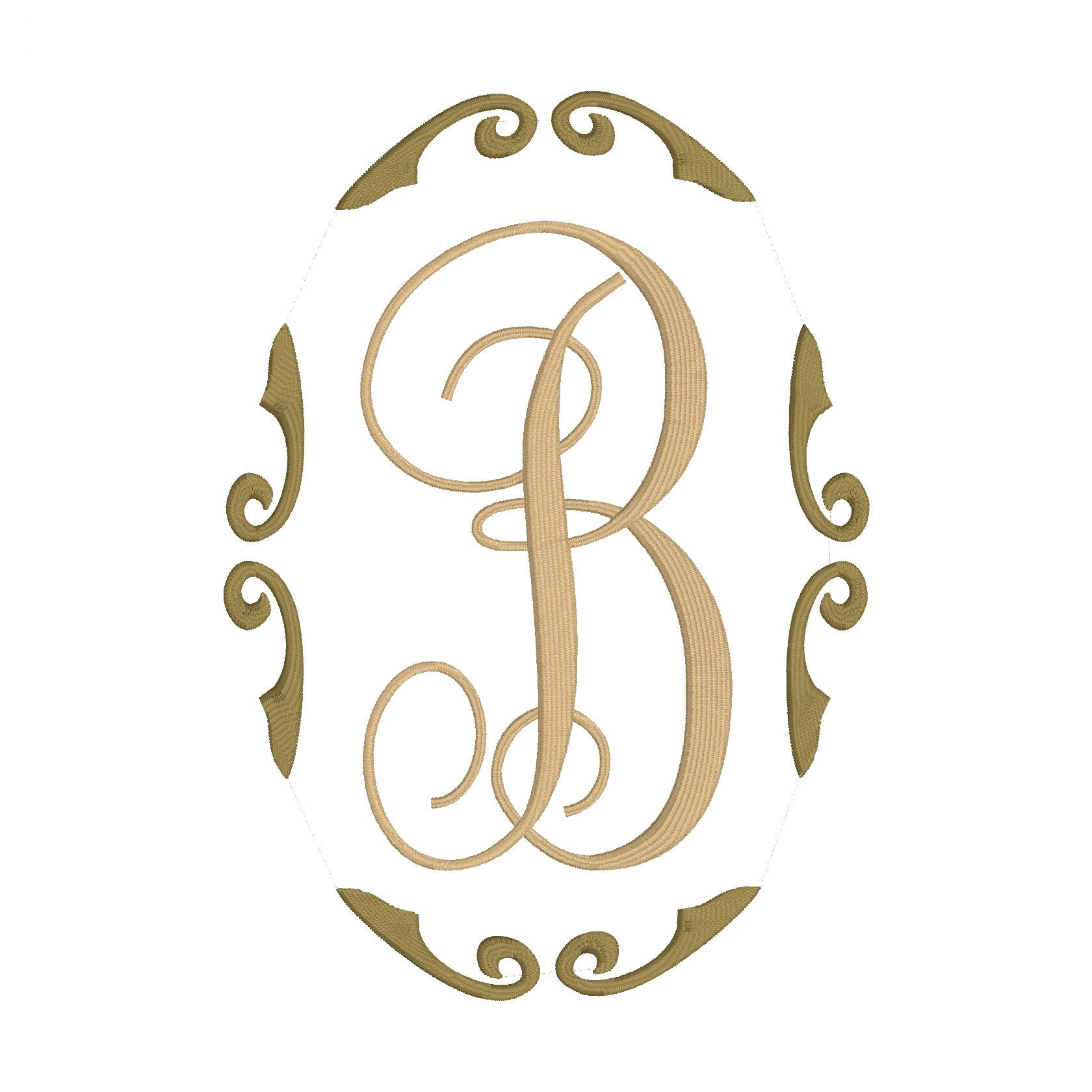 Oval Scroll Monogram Frame Design, Oval Monogram Frame for Machine Embroidery